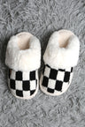 Checkered Faux Fur Luxury Soft Mule Slippers