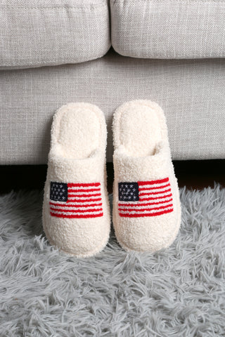 American Flag Embroidered Luxury Soft Slippers