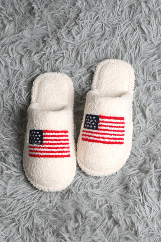 American Flag Embroidered Luxury Soft Slippers