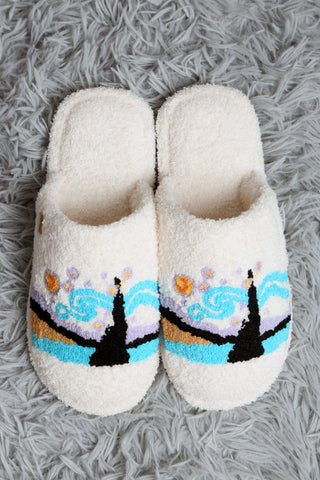 Painting-Inspired Embroidered Luxury Soft Slippers