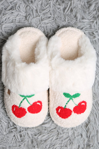 Cherry Faux Fur Luxury Soft Mule Slippers