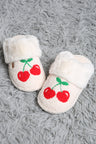 Cherry Pattern Faux Fur Luxury Soft Mule Slippers