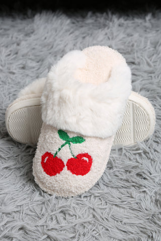 Cherry Faux Fur Luxury Soft Mule Slippers