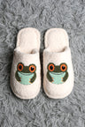 Frog Pattern Embroidered Luxury Soft Slippers