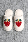 Strawberry Pattern Embroidered Luxury Soft Slippers
