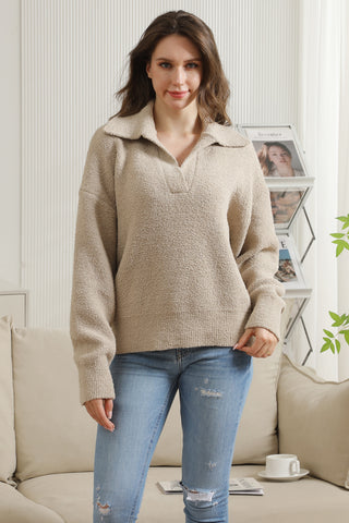 COMFYLUXE Cozy Elegance Collared Sweater