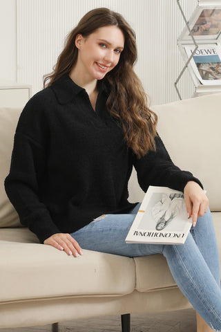 COMFYLUXE Plush Luxury Collared Sweater