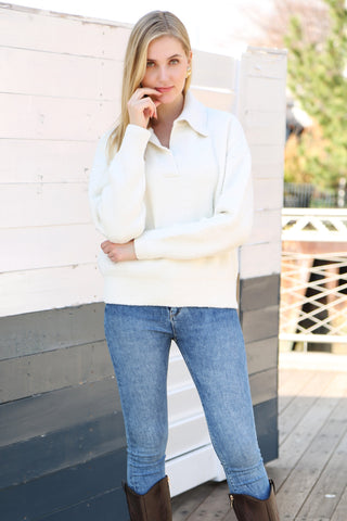 COMFYLUXE Cozy Elegance Collared Sweater