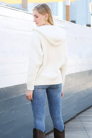 COMFYLUXE Cozy Elegance Hooded Sweater W/ Pockets Zipper Closure