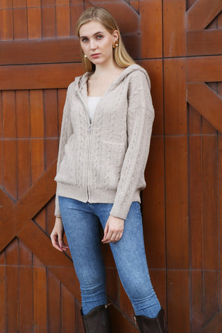 COMFYLUXE Plush Luxury Ribbed Hooded Sweater W/ Pockets Zipper Closure