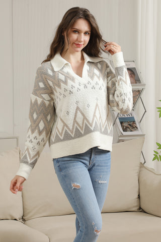 COMFYLUXE Cozy Elegance Collared Sweater