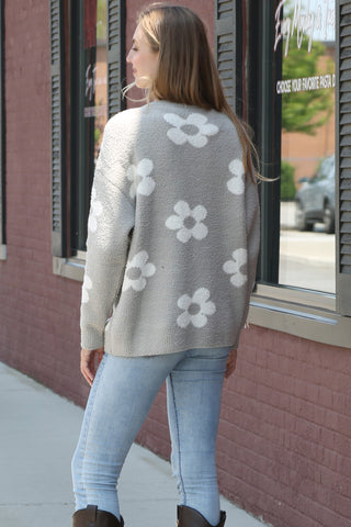 Daisy Pattern Luxury Soft Crew Neck Sweater