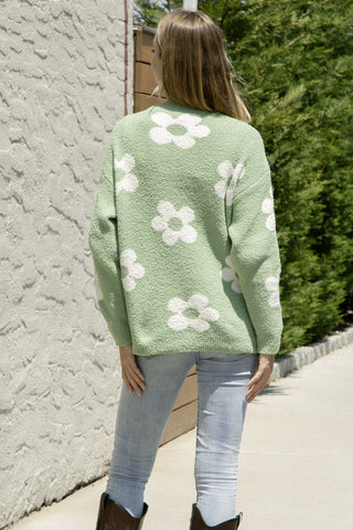 Daisy Pattern Luxury Soft Crew Neck Sweater