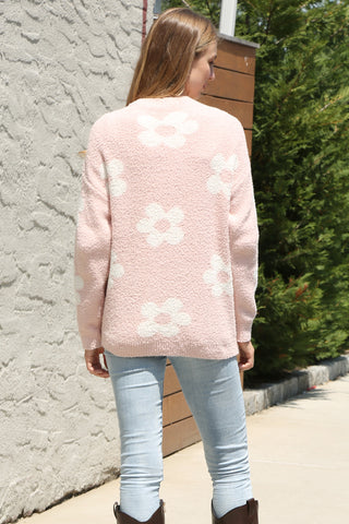 Daisy Pattern Luxury Soft Crew Neck Sweater