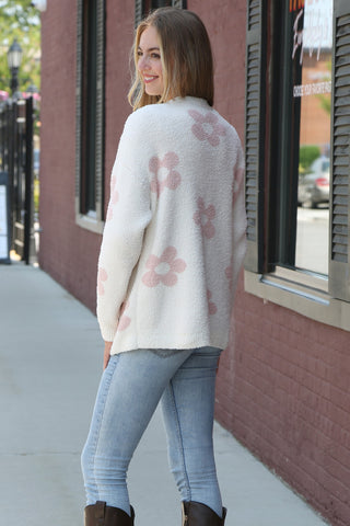Daisy Pattern Luxury Soft Crew Neck Sweater