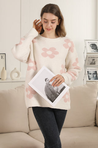 Daisy Pattern Luxury Soft Crew Neck Sweater