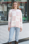 Checkered & Ribbons Pattern Luxury Soft Sweater