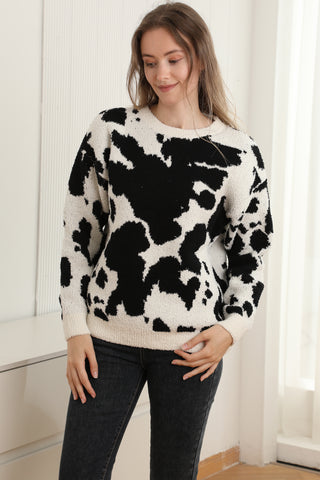 Cow Pattern Luxury Soft Crew Neck Sweater
