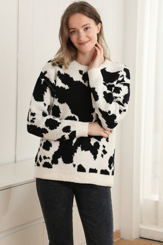 Cow Pattern Luxury Soft Crew Neck Sweater