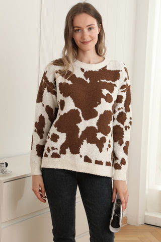 Cow Pattern Luxury Soft Crew Neck Sweater