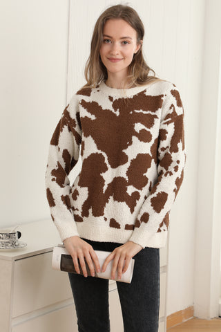 Cow Pattern Luxury Soft Crew Neck Sweater
