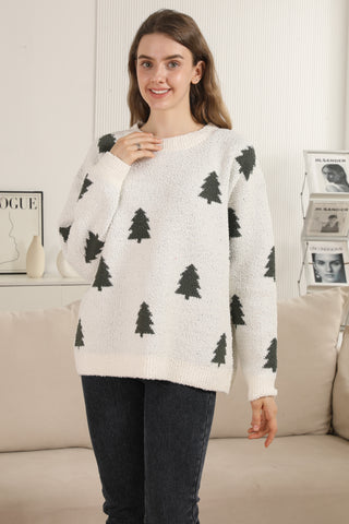 Tree Pattern Luxury Soft Crew Neck Sweater