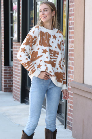 Western Pattern Luxury Soft Crew Neck Sweater