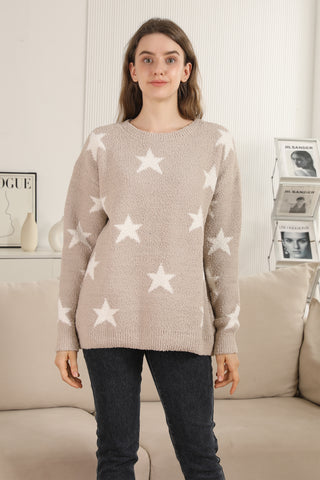 Star Pattern Luxury Soft Crew Neck Sweater