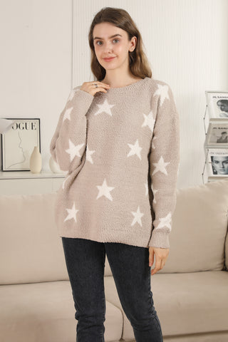 Star Pattern Luxury Soft Crew Neck Sweater