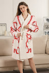Baseball Pattern Luxury Soft Robe W/ Front Pockets & Belt