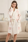 Daisies Pattern Luxury Soft Robe W/ Front Pockets & Belt