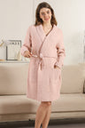Solid Color Luxury Soft Robe W/ Front Pockets & Belt