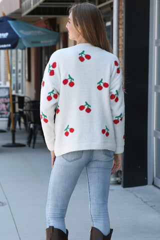 Cherry Pattern Luxury Soft Crew Neck Sweater