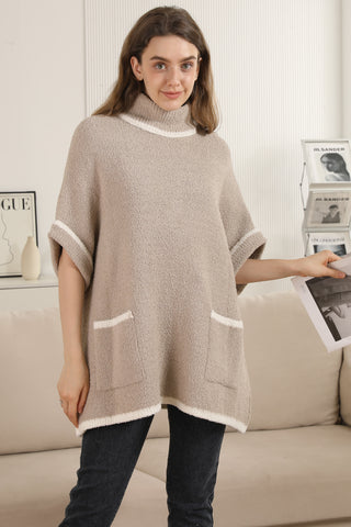 Solid Color Luxury Soft 3/4 Sleeve Sweater W/ Front Pockets