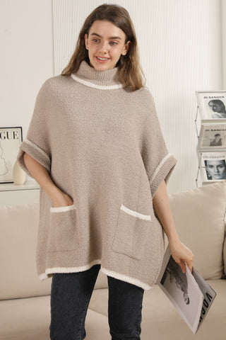 Solid Color Luxury Soft 3/4 Sleeve Sweater W/ Front Pockets