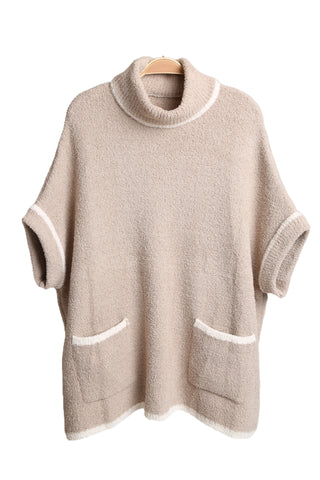 Solid Color Luxury Soft 3/4 Sleeve Sweater W/ Front Pockets