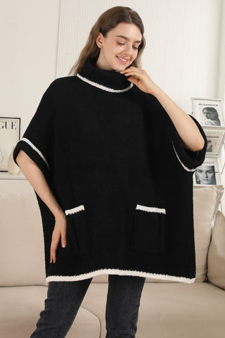 Solid Color Luxury Soft 3/4 Sleeve Sweater W/ Front Pockets