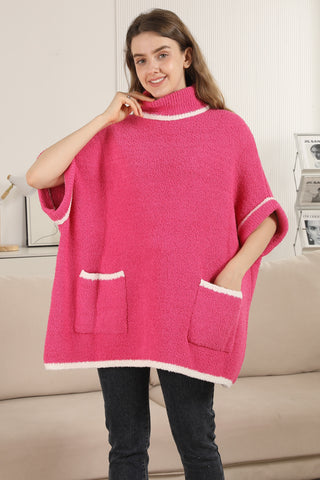 Solid Color Luxury Soft 3/4 Sleeve Sweater W/ Front Pockets