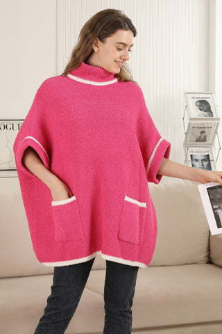 Solid Color Luxury Soft 3/4 Sleeve Sweater W/ Front Pockets