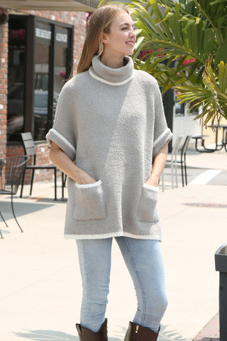 Solid Color Luxury Soft 3/4 Sleeve Sweater W/ Front Pockets