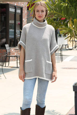 Solid Color Luxury Soft 3/4 Sleeve Sweater W/ Front Pockets