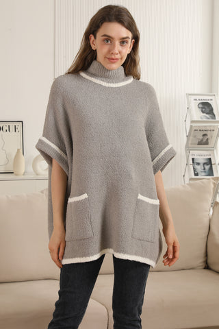 Solid Color Luxury Soft 3/4 Sleeve Sweater W/ Front Pockets
