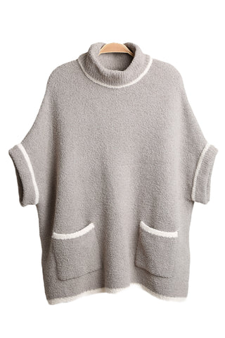 Solid Color Luxury Soft 3/4 Sleeve Sweater W/ Front Pockets