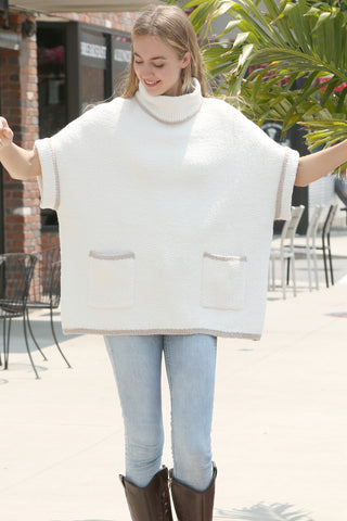 Solid Color Luxury Soft 3/4 Sleeve Sweater W/ Front Pockets