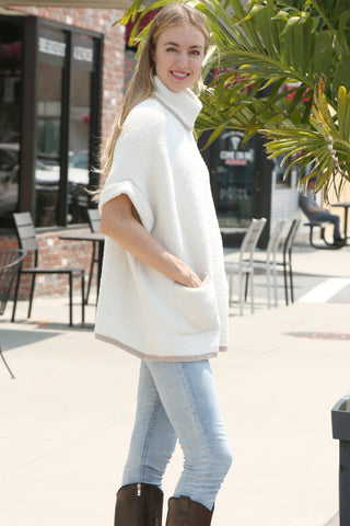 Solid Color Luxury Soft 3/4 Sleeve Sweater W/ Front Pockets