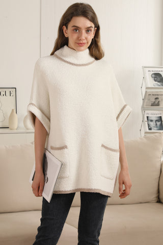 Solid Color Luxury Soft 3/4 Sleeve Sweater W/ Front Pockets