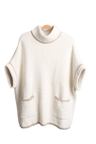 Solid Color Luxury Soft 3/4 Sleeve Sweater W/ Front Pockets