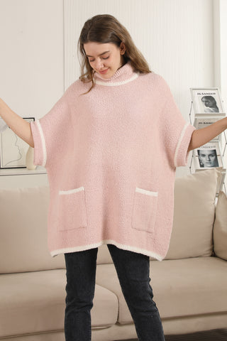 Solid Color Luxury Soft 3/4 Sleeve Sweater W/ Front Pockets