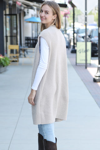 Solid Color Luxury Soft Open Vest W/ Pockets