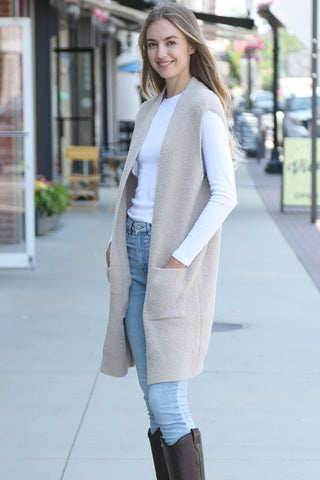 Solid Color Luxury Soft Open Vest W/ Pockets